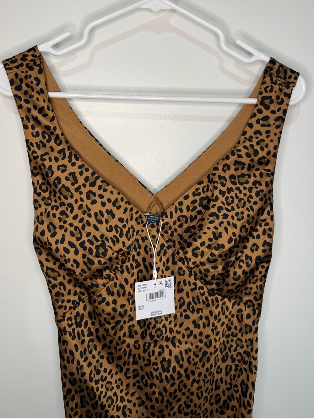 American Eagle Outfitters Leopard Print Satin Midi Slip Dress - Picture 4 of 8